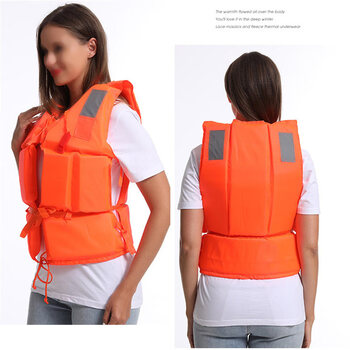 战术国度 成人救生衣浮力背心抗洪抢险防汛船用水上救生漂流服带口哨反光条 加厚型救生衣