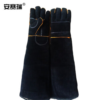 安赛瑞 宠物防咬手套 三层牛皮加长款 野外防毒蛇咬猛犬训犬 长约60cm 28284