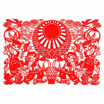 刻纸图案手工剪纸成品民族团结系列爱国窗花刻纸贴纸装饰画民俗手工艺