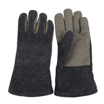 者也（ZYE）400度工业级铸造冶炼电焊隔热防烫手套五指 加长隔热手套 耐高温手套 36cm