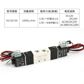山耐斯TWSNS 气动电磁阀二位五通双电控制阀欧标4V120-06/DC24V