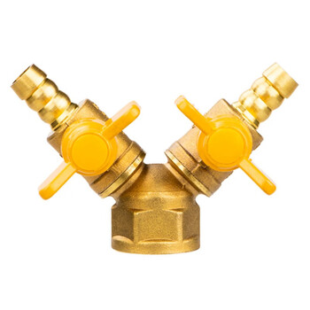冰禹 BY-7058 加厚黄铜双叉燃气阀 4分三通羊角阀 内外丝Y型燃气阀球阀 2咀1内三通阀