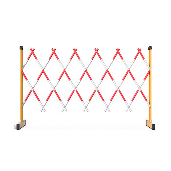 守卫神 伸缩围栏可移动式电力围栏 隔离绝缘施工围挡 道路安全防护栏杆 玻璃钢管式 红白 可伸2米