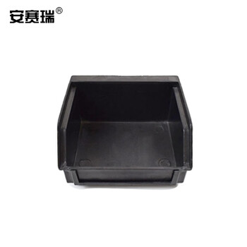 安赛瑞 可堆挂零件盒 背收纳盒 斜口组立式物料盒 电子元件塑料箱 95×105×50mm  黑色 16340