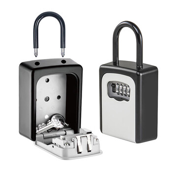 飞尔（FLYER）密码钥匙盒 多功能装修防盗钥匙收纳盒 壁挂悬挂式密码钥匙储存盒【灰色】