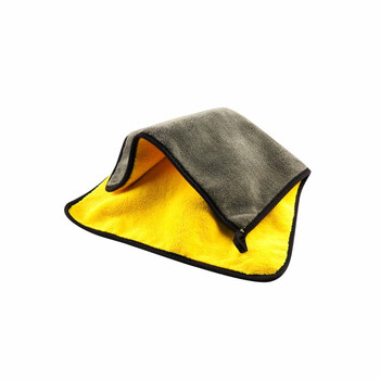 劳保佳 超细纤维加厚洗车毛巾 高密珊瑚绒毛巾 黄灰色 高密款60×30(约100克)