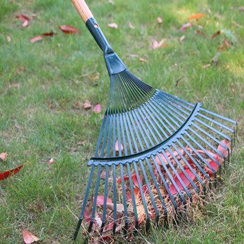 庄太太【加大加宽款22齿耙头+1.2米木柄】不锈钢伸缩落叶草坪草耙子农用工具