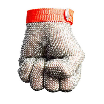 者也 防割防切割手套不锈钢钢环手套防割电锯屠宰加工裁剪验厂杀鱼金属钢丝手套 短款5指