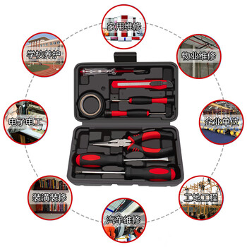 保拉(Paola) 9件套工具套装 螺丝刀十字一字 尖嘴钳美工刀测电笔绝缘胶带工具箱8060