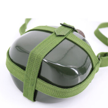 海斯迪克 gnjz-289 军绿色老式水壶 87老式扁水壶 军壶铝制大容量军训水壶2L