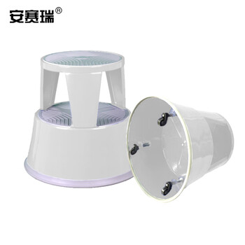 安赛瑞 钢制脚踏梯凳 理货凳超市取货凳登高凳 图书馆洗车移动梯凳 多功能仓库可移动脚踏圆凳 浅灰色 25231