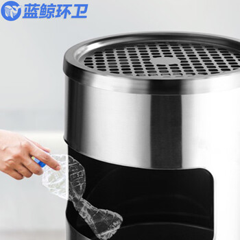 蓝鲸环卫 加厚30*61cm银色 不锈钢酒店宾馆大堂垃圾桶带烟灰缸灭烟桶立式桶 LJHW-8001