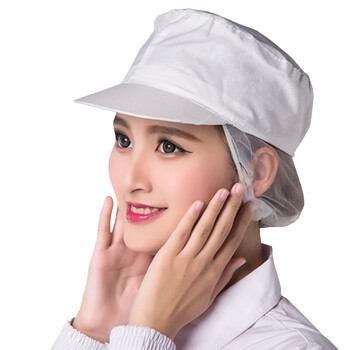 者也 5顶白色餐厅食品厂工作帽子加工车间卫生帽防尘帽包头发可调节网帽子厨师帽透气