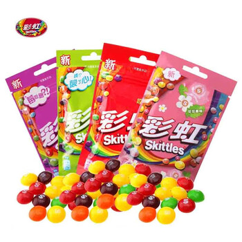 彩虹糖 原果味糖果45gx4袋装酸劲味果莓味袋装 酸味水果糖果儿童休闲