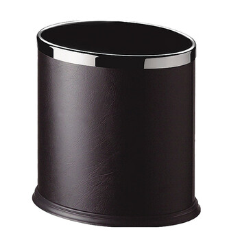 南 GPX-43B 南方椭圆单层垃圾桶 镜钢圈 黑色皮 商用客房无盖垃圾桶带活动钢圈 房间桶 果皮桶