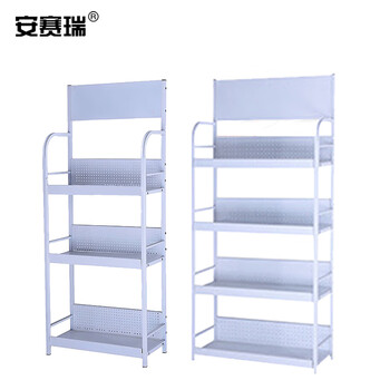 安赛瑞 轻型小货架（三层）机油配件展示架 超市便利店置物架展销架 润滑油金属货架 白色 28384