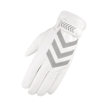 者也（ZYE）加绒加厚反光棉手套交通指挥警示手套 白色 