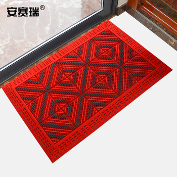 安赛瑞 室外镂空除尘地垫 EVA拼接除尘地垫 拼接式刮泥防滑脚垫 三刷灰刷红底 75×120×2.5cm 23384
