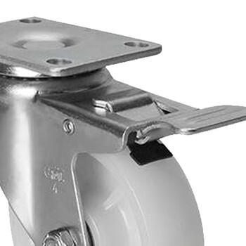 安赛瑞 平顶刹车脚轮 4英寸中型尼龙轮 家具工业轮 承重150KG 滑轮滚轮 铁双刹 易得力企业可定制 16224