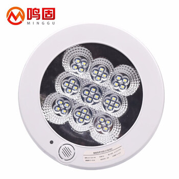 鸣固 消防声光控吸顶灯 LED楼道雷达人体感应灯过道应急照明灯 11W消防应急灯感应+应急