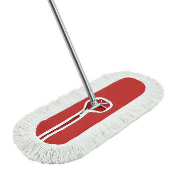 兰诗（LAUTEE）GJ-0120 螺丝扣款大号钢杆尘推 商用酒店物业平板拖把 红色-60厘米