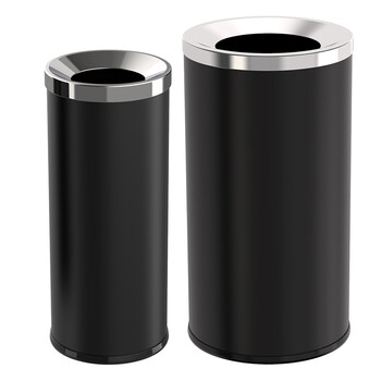 科力邦（Kelibang） 不锈钢垃圾桶25*61cm 直投圆桶户外商场酒店宾馆圆形垃圾箱斜投港式桶立式果皮箱 KB1027 黑色
