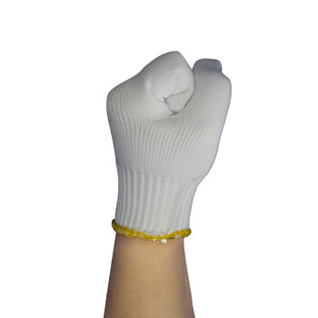 劳保佳 600g 尼龙手套 结实耐磨搬运物流工地装配劳动防护手套 白色黄边120双