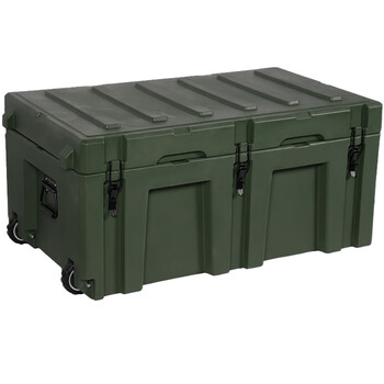 飞尔 滚塑箱 车载收纳箱 大型卧式运输箱【军绿色 220L特大号 带轮子】
