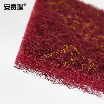 安赛瑞 工业百洁布 打磨除锈清洁尼龙拉丝布 宽10.5cm长15.5cm150片每箱 红色 27306