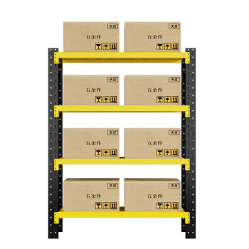 天旦钢制货架TD-H1085储物架超市货物展示架1500*400*2000mm承重200KG/层黑黄