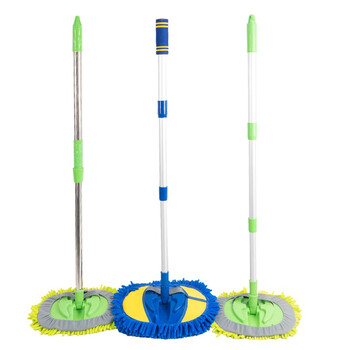 海斯迪克 HKY-290 雪尼尔可伸缩洗车拖把 汽车掸子刷车刷子 清洁蜡拖 绿色(两节不锈钢套装)