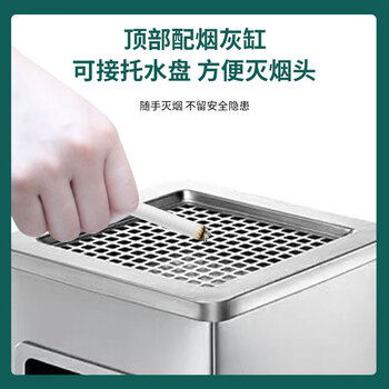 亿丽佳不锈钢烟灰缸酒店大堂垃圾桶立式宾馆带内桶商场桶箱电梯口垃圾桶烟灰柱灭烟桶（银色正方形桶） 