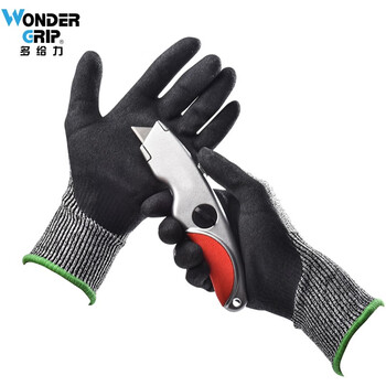 多给力（WonderGrip）WG-777C丁晴浸胶涂胶三级防割机械刀具作业金属加工手套定做 L码 1双 
