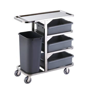 南 C-23D 收碗碟车 镜钢 可拆装 三层塑料收碗车 收餐车收碗碟车盆桶餐具收集车