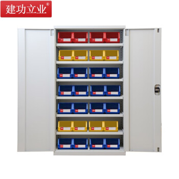 建功立业 置物柜 重型工具柜双开门车间收纳柜 六层板可调节 211914灰色
