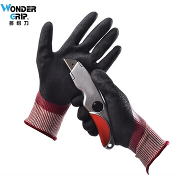 多给力（Wonder Grip） WG-718防油防切割作业手套 金属玻璃加工劳保手套 酒红色 XL 1双 定做