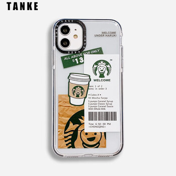 坦壳苹果1312pro手机壳ins可爱卡通星巴克标签女款软壳iphone11xr透明