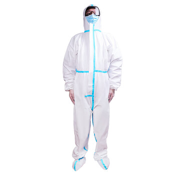 百舸 隔离衣连体拉链无纺布PP覆膜防护服全身隔离服胶条款160-180