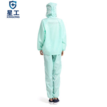 星工（XINGGONG）分体静电服 带帽连帽防尘衣 洁净无尘喷漆工作服印字定制 绿色XL码XGJ-2