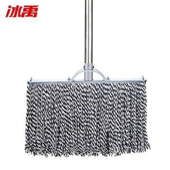 冰禹 尘推平板拖把排拖 黑白40cm加强款钢杆 办公室家政工厂车间商场保洁吸水去污可拆卸(1个装)AB60331 