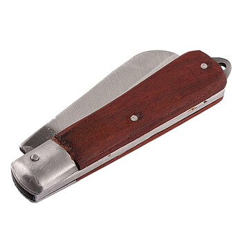 力易得（ENDURA）E7021 直刃木柄电工刀80mm电工刀直弧刃电工剥皮刀电线电缆削皮刀折叠剥线嫁接刀