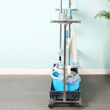架海304不锈钢可移动拖把架18挂22钩落地式置物架清洁工具收纳架子扫把墩布架