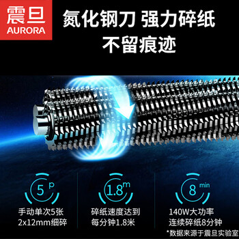 震旦AURORA 5级保密办公商用碎纸机（单次5张 持续8分钟 12L 可碎卡/光盘) AS056CD