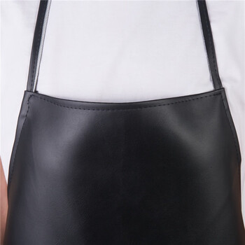 莫恩克 厨房无袖围腰  加厚皮革橡胶防水防油防污围裙 耐油耐磨屠宰场围裙 黑色