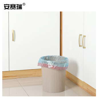 安赛瑞 抽绳垃圾袋 自动收口垃圾分类垃圾袋 45×50cm 10卷装 手提一次性 蓝色 700912