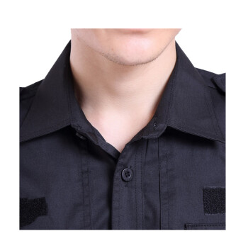 谋福（CNMF） 9654 夏季保安长袖作训服装薄款安检制服黑色短袖特训服夏训练服物业短袖款  （ 斜纹-185）