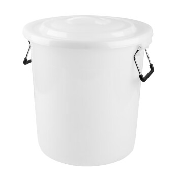 庄太太 【50L白色带盖】大号塑料桶 圆形收纳桶大容量水桶酒店工业环卫物业垃圾桶