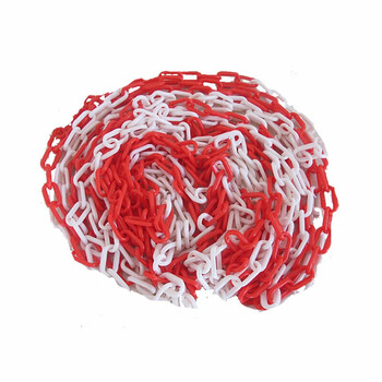 鸣固 塑料黑黄链条 5米 反光警示柱隔离链 路障路锥安全防护链 红白5米