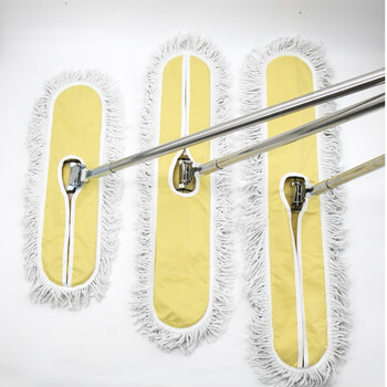 海斯迪克 尘推平板拖把排拖 80CM黄色带杆整套 办公室家政工厂车间商场保洁吸水去污可拆卸 (1个装) HK-7001