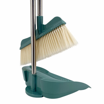 兰诗（LAUTEE）H2-022 不锈钢细丝软毛扫把簸箕套装 办公室扫把套装 浅绿